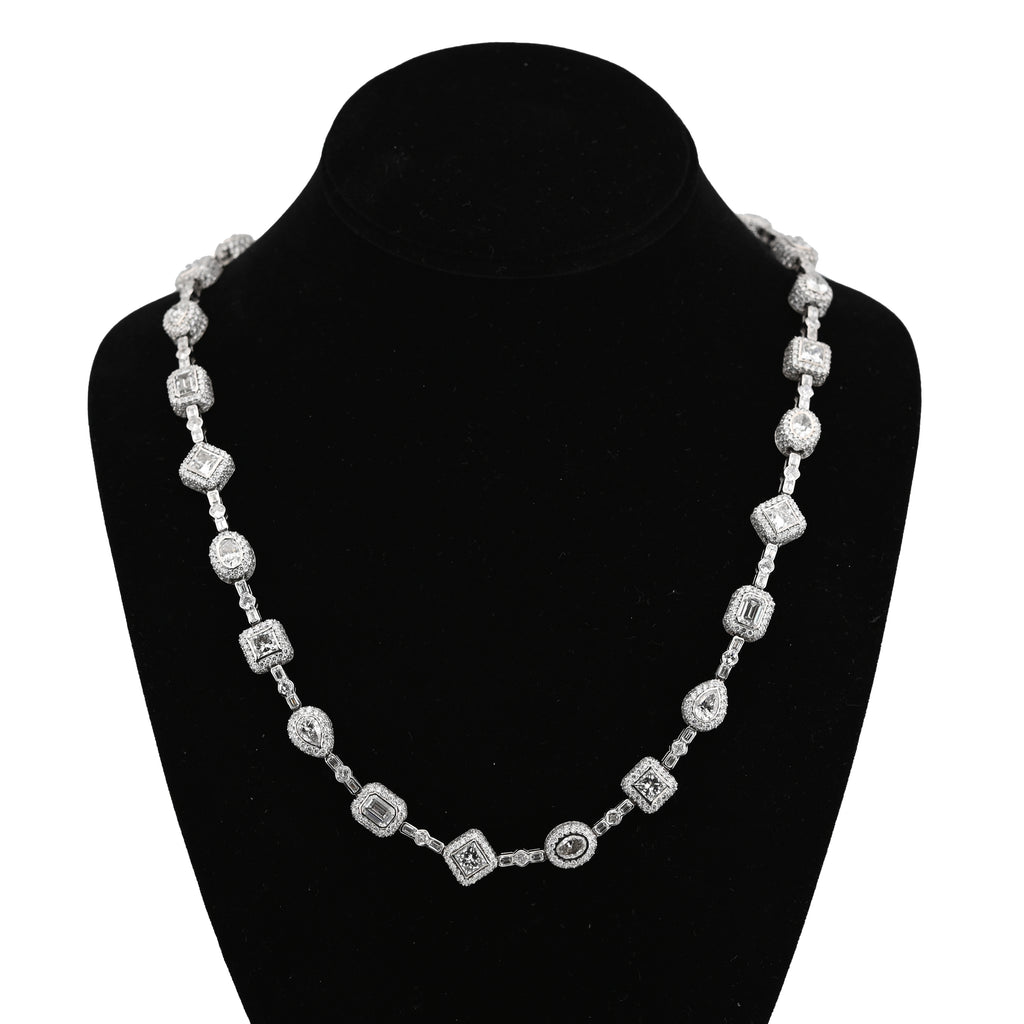 10K White Gold 58.02CT Lab Solitaire Diamond Chain Men Women