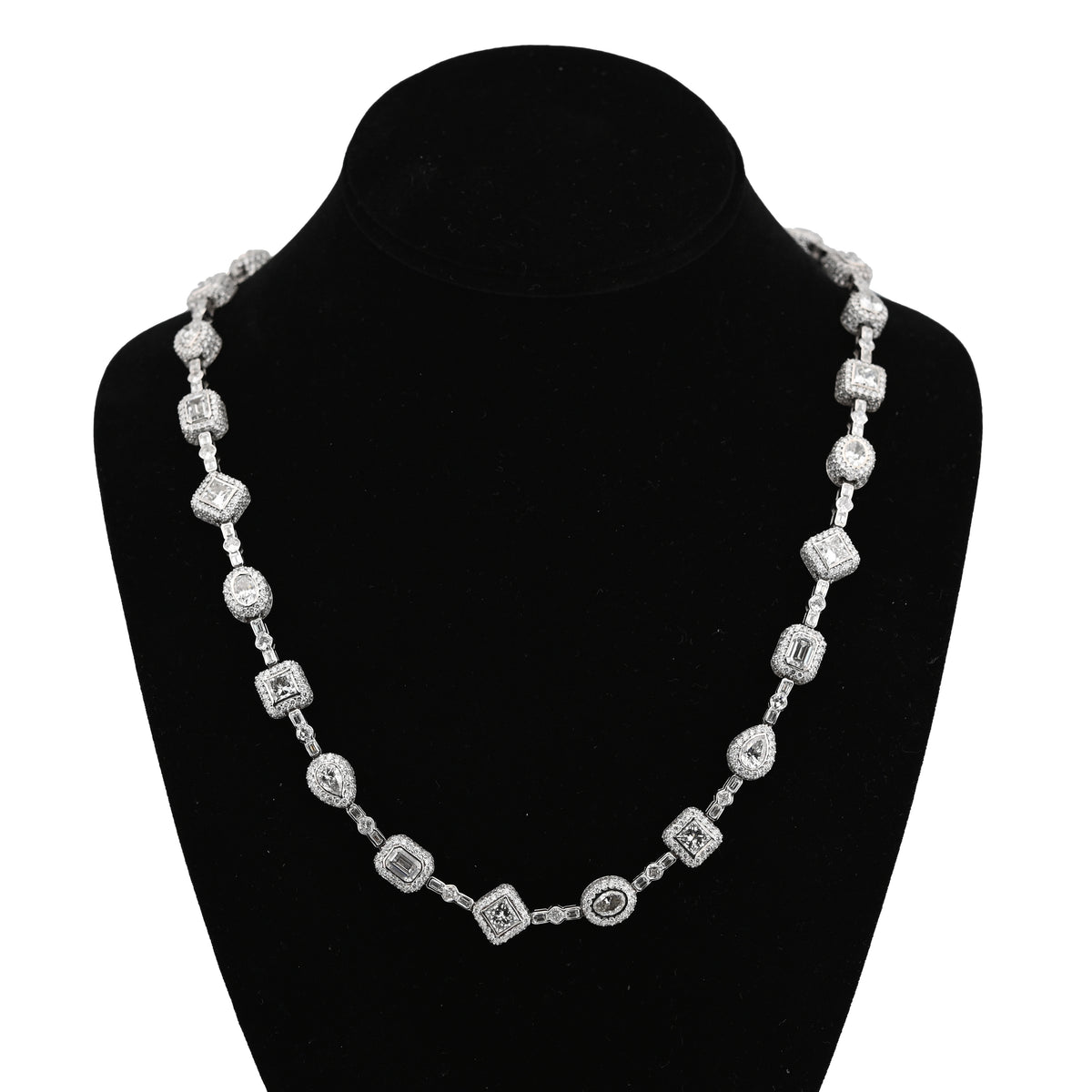 10K White Gold 58.02CT Lab Solitaire Diamond Chain Men Women