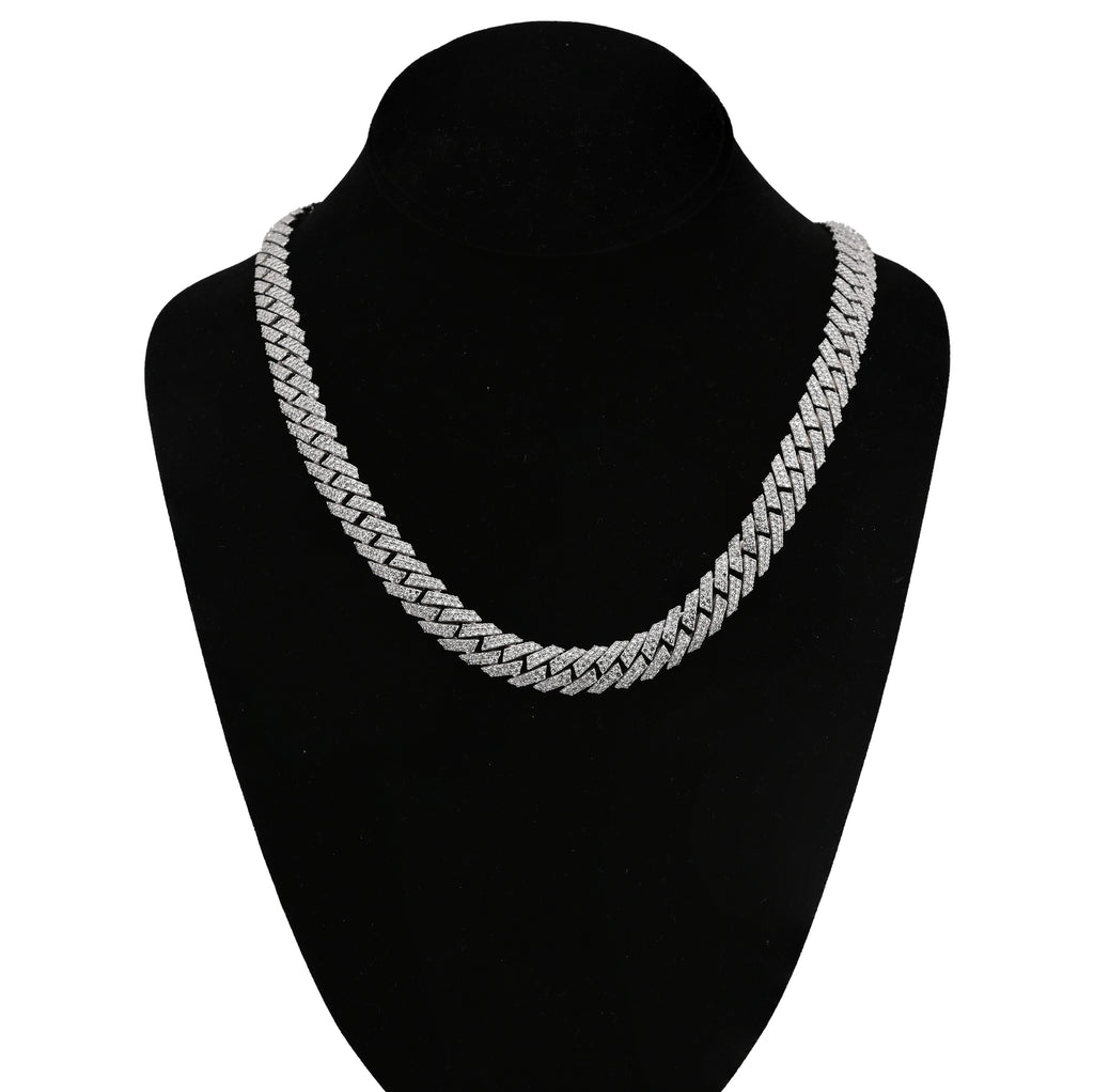 925 SS 26.45CT Lab Diamond 11MM Snake Cuban Link Men Chain 21" Necklace