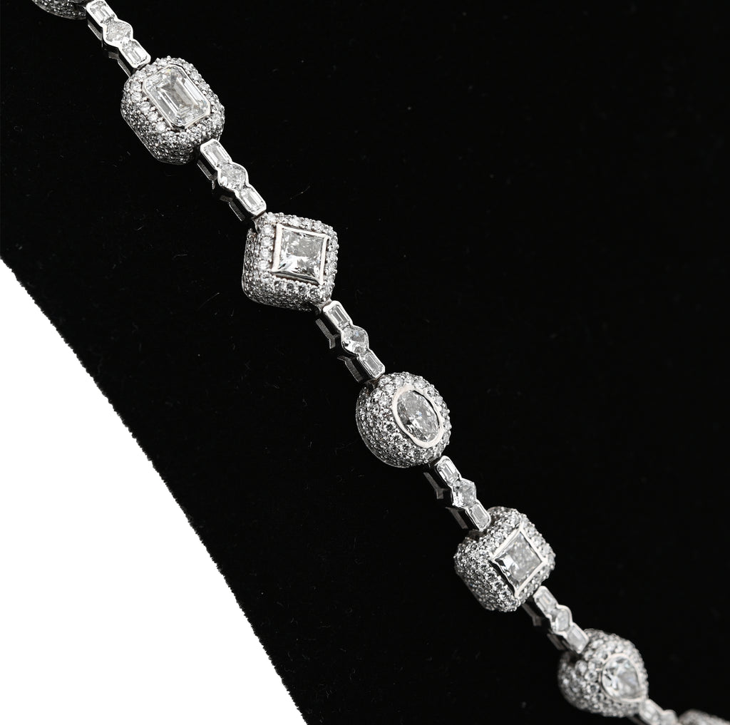 10K White Gold 58.02CT Lab Solitaire Diamond Chain Men Women