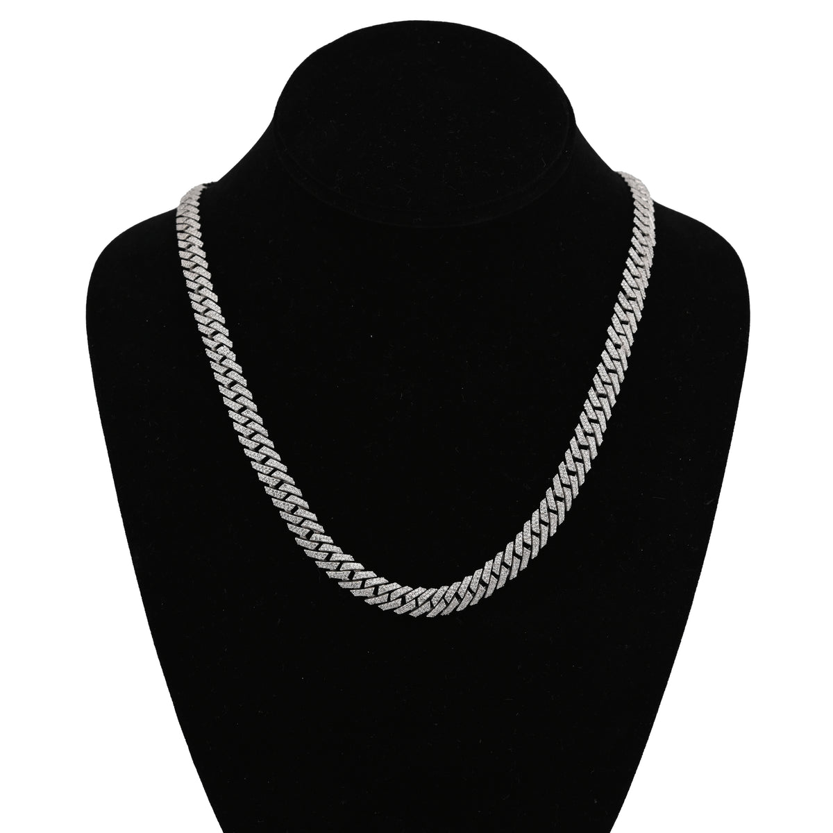925 SS 9.7CT Natural Diamond Snake Cuban Link 8MM Chain Men Women 22" Necklace