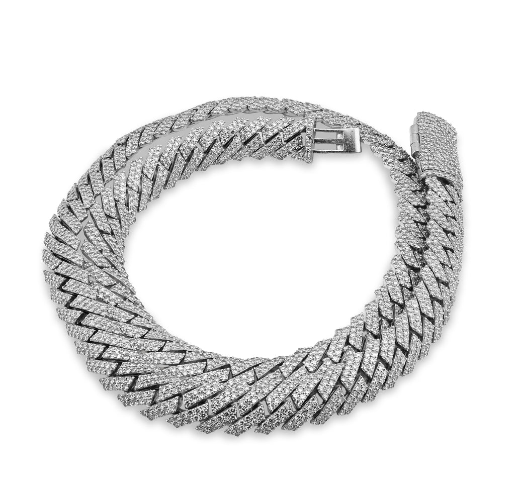 925 SS 26.45CT Lab Diamond 11MM Snake Cuban Link Men Chain 21" Necklace