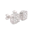 925 Sterling Silver 1 CT Lab Diamond Square Earrings Men Women Studs