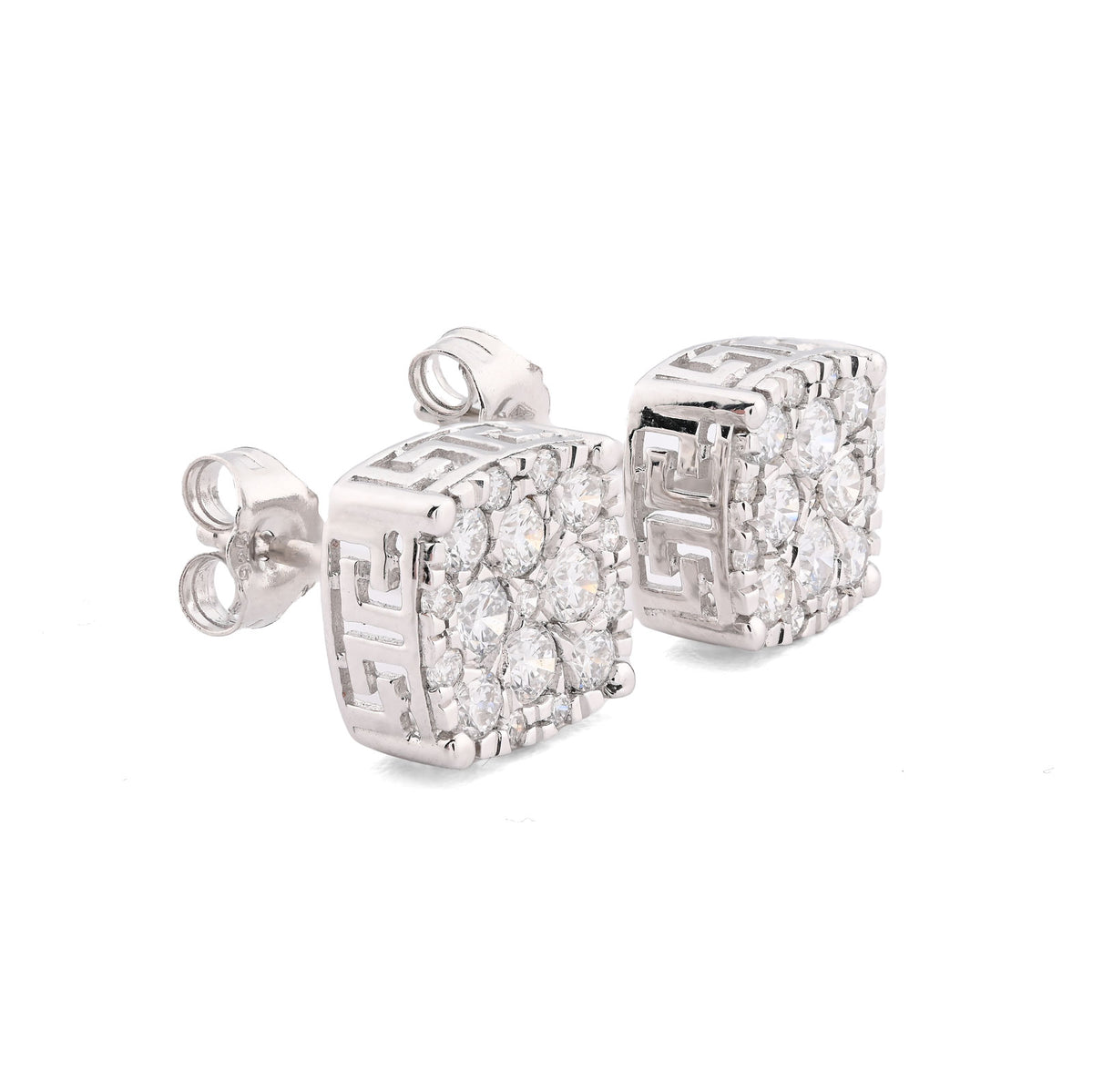 925 Sterling Silver 1 CT Lab Diamond Square Earrings Men Women Studs