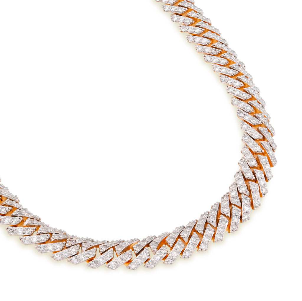 925 Yellow Silver 12.87CT 8MM Lab Diamond Snake Cuban Link Chain 21" Necklace