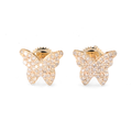 14K Yellow Gold Natural Diamond 0.38CT Butterfly Stud Women Earring