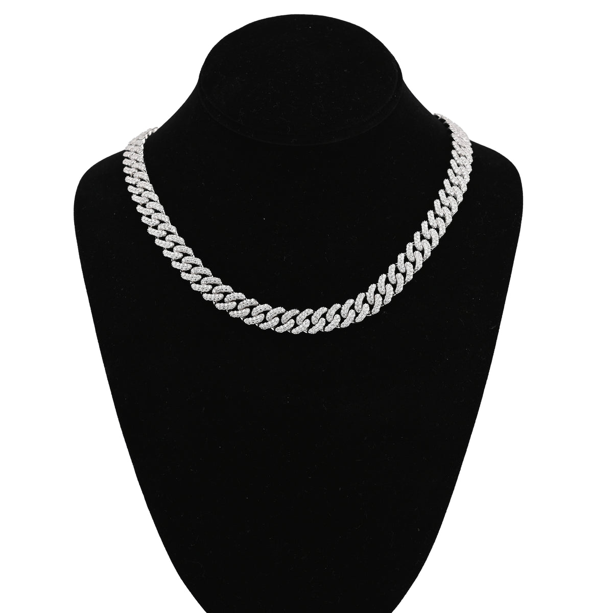 925 SS 20.61CT Lab Diamond 11MM Curb Cuban Link Chain 21" Men Necklace