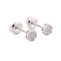 10K White Gold 0.11 CT Natural Diamond Flower Stud Men Women Earrings