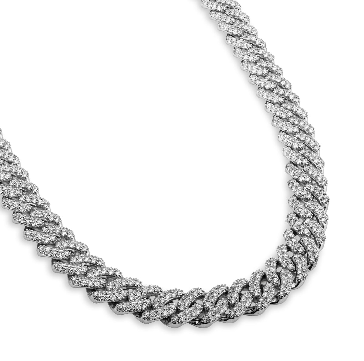 925 SS 20.61CT Lab Diamond 11MM Curb Cuban Link Chain 21" Men Necklace