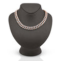 10K Rose/White Gold 21.48CT Natural Round/Baguette Diamond 22" Cuban Link Chain 12MM Necklace