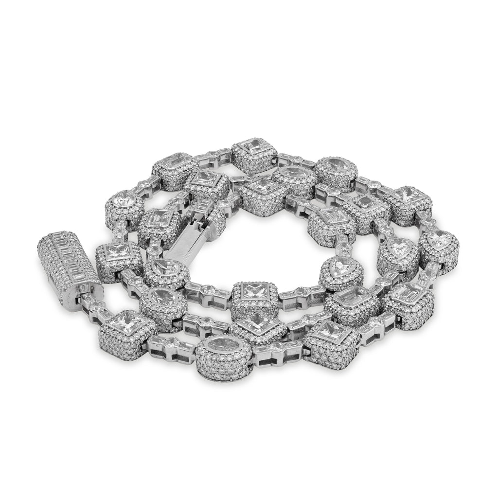10K White Gold 58.02CT Lab Solitaire Diamond Chain Men Women