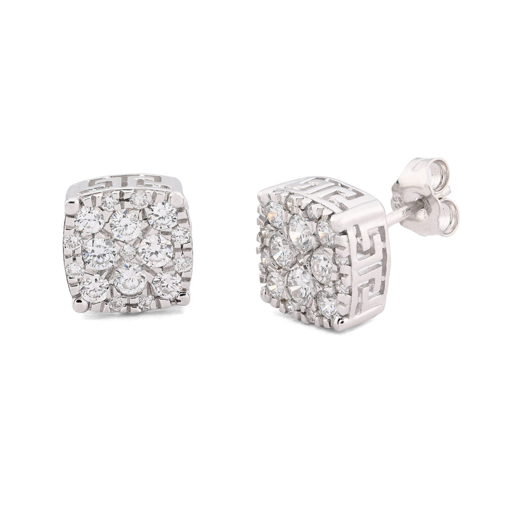 925 Sterling Silver 1 CT Lab Diamond Square Earrings Men Women Studs