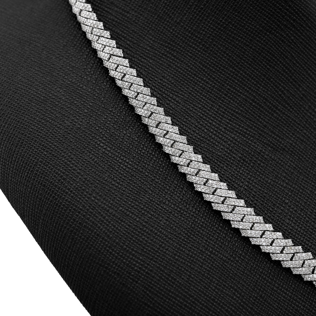 925 Snake Cuban Link 6MM Chain 7.5CT Natural Diamond 21" Men Women Necklace