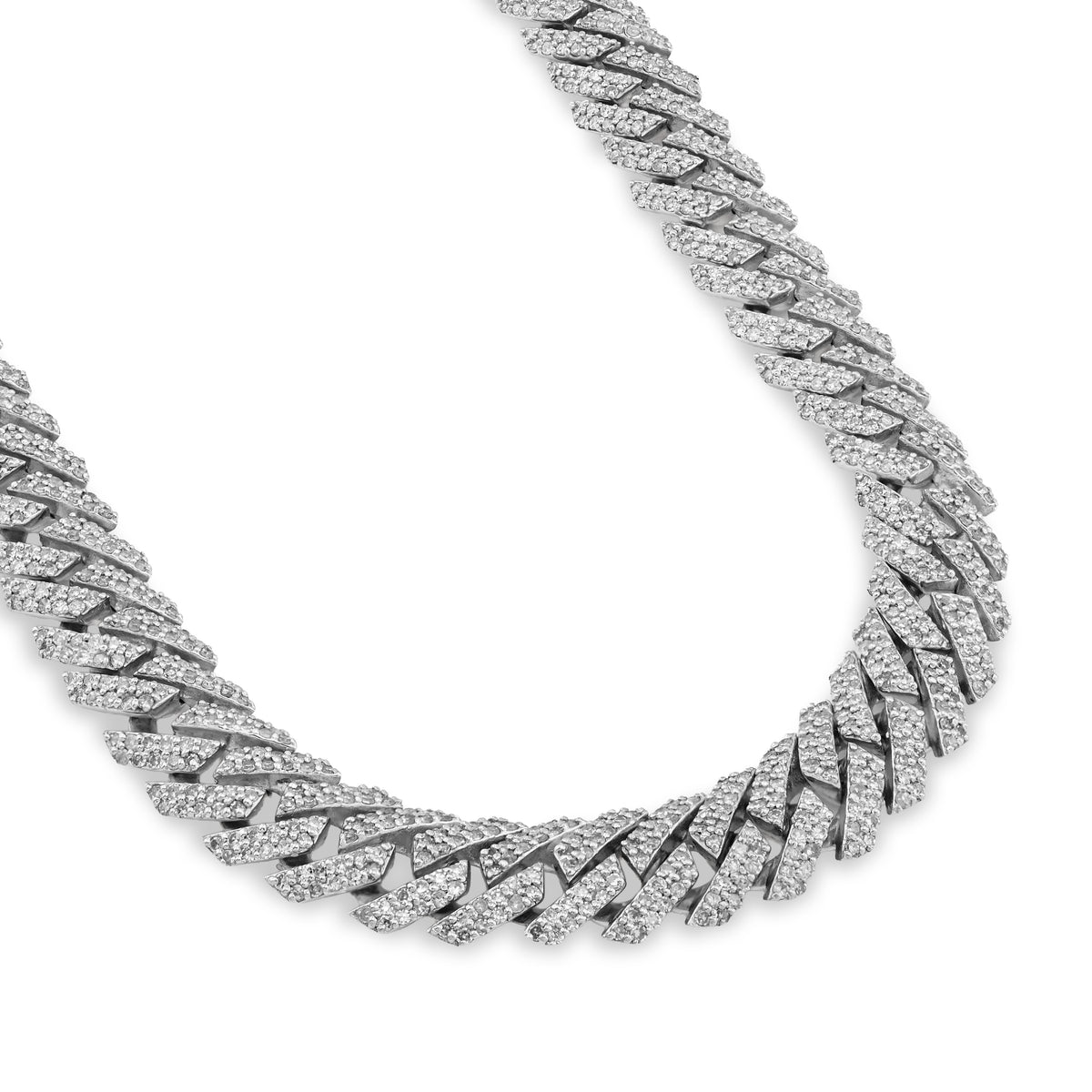 925 SS 9.7CT Natural Diamond Snake Cuban Link 8MM Chain Men Women 22" Necklace