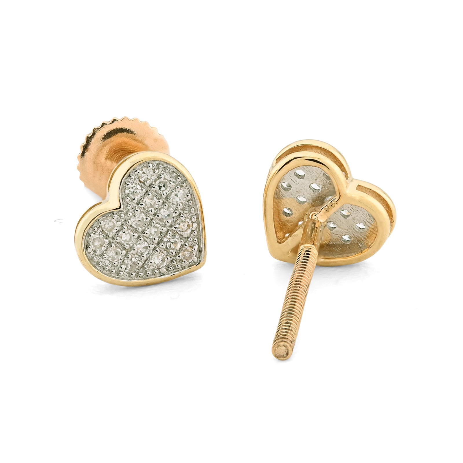 10K Yellow Gold 0.10 CT Natural Diamond Heart Earring Women Studs