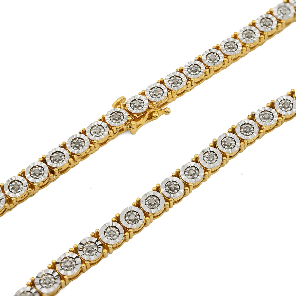 925 Yellow 2CTW Natural Diamond Tennis Chain 4.5MM Necklace 18" Men