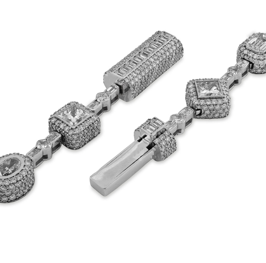 10K White Gold 58.02CT Lab Solitaire Diamond Chain Men Women