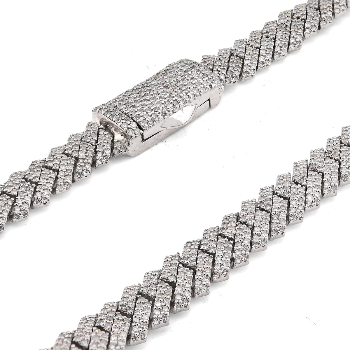 925 Snake Cuban Link 6MM Chain 7.5CT Natural Diamond 21" Men Women Necklace