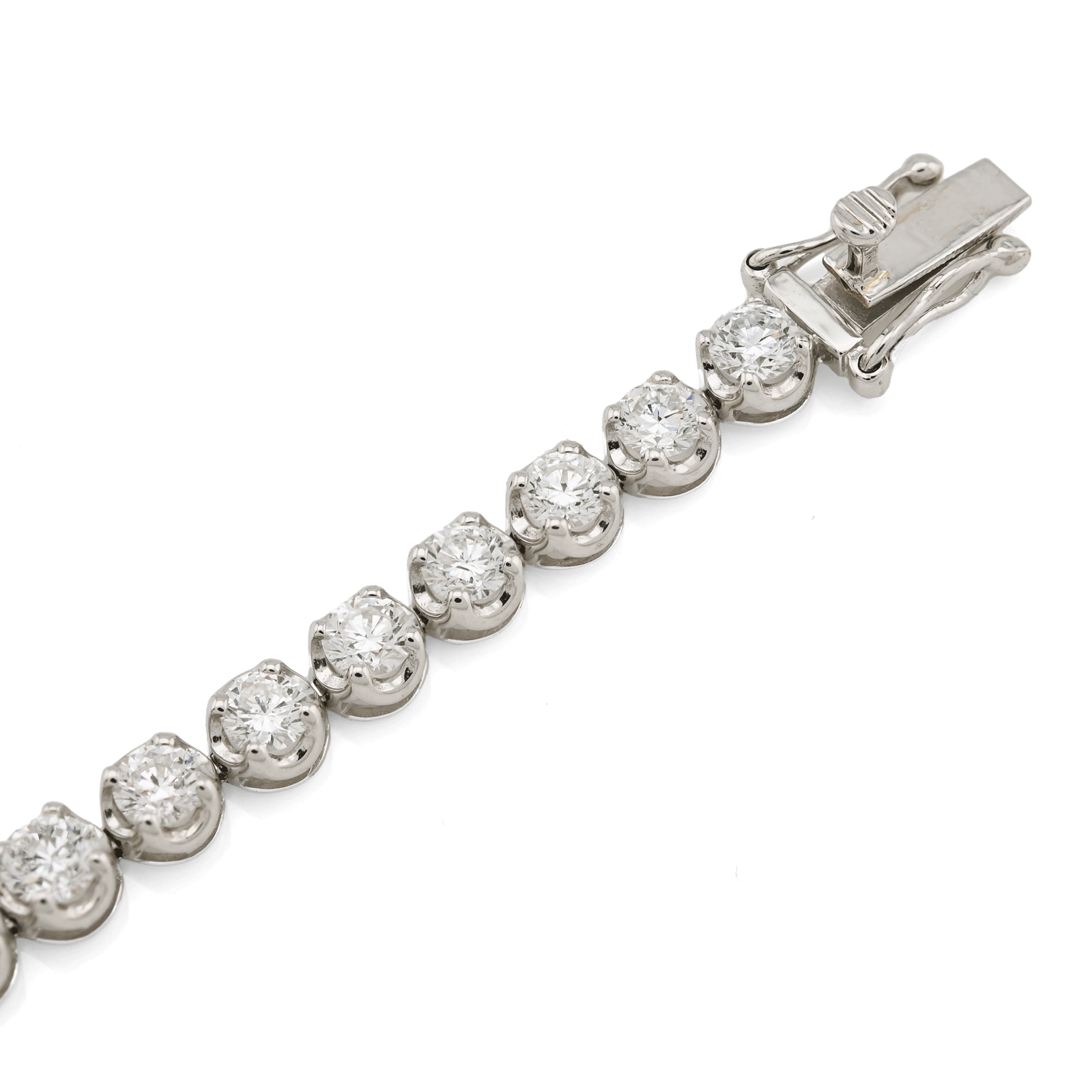 10K White Gold 5CTW Lab Diamond Tennis Bracelet 4MM 7"
