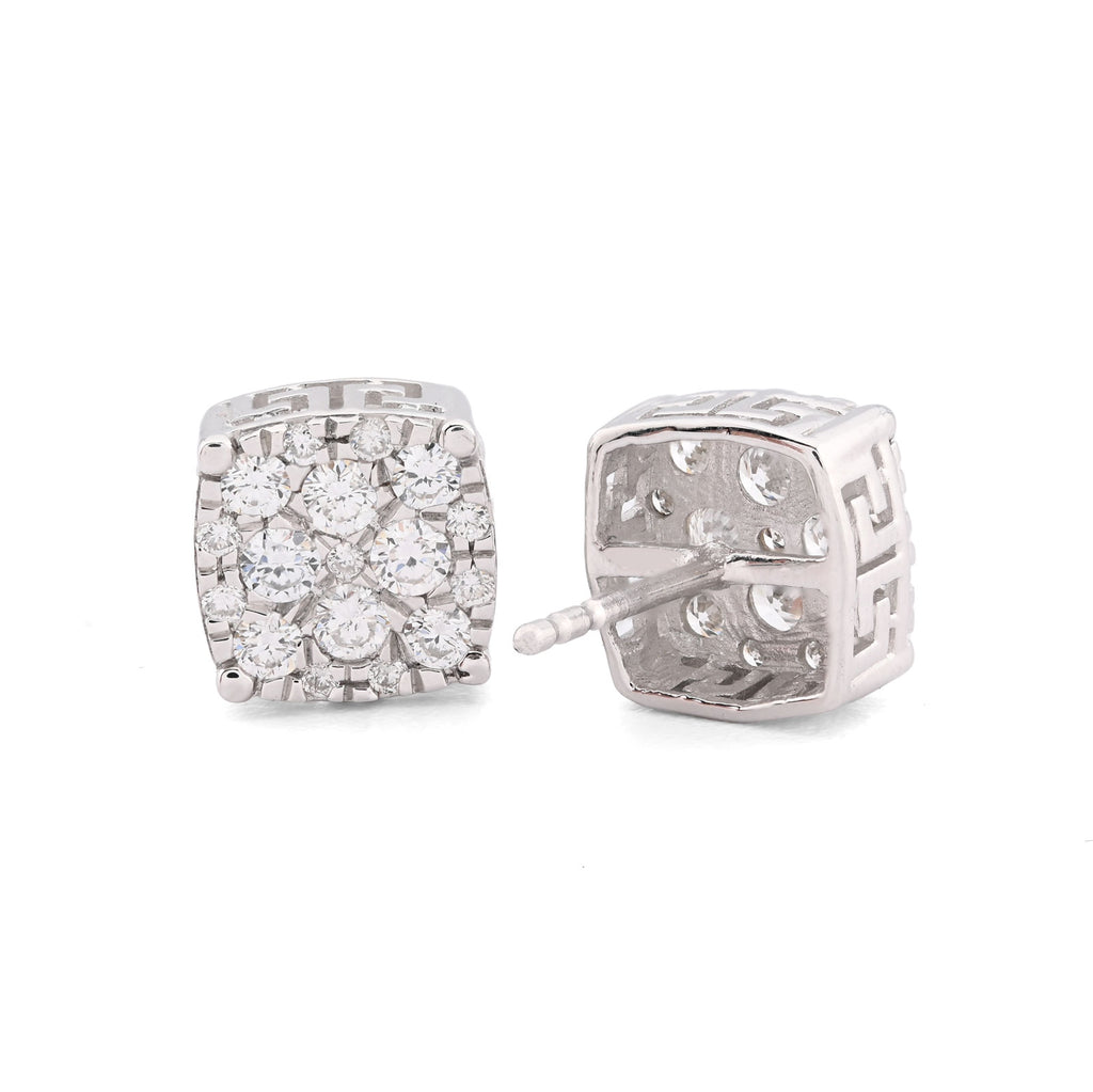 925 Sterling Silver 1 CT Lab Diamond Square Earrings Men Women Studs
