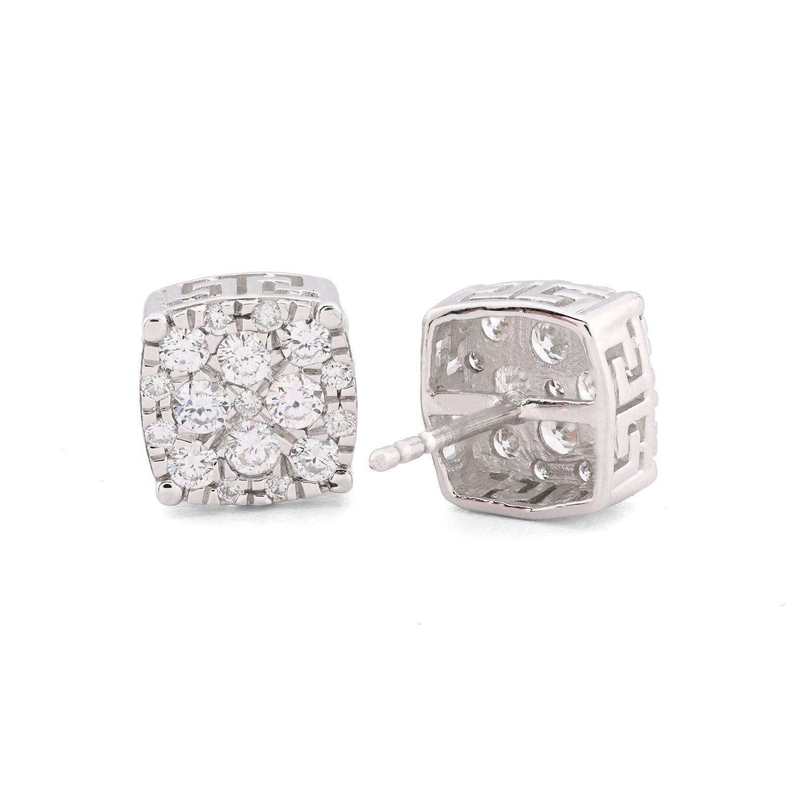 925 Sterling Silver 1 CT Lab Diamond Square Earrings Men Women Studs