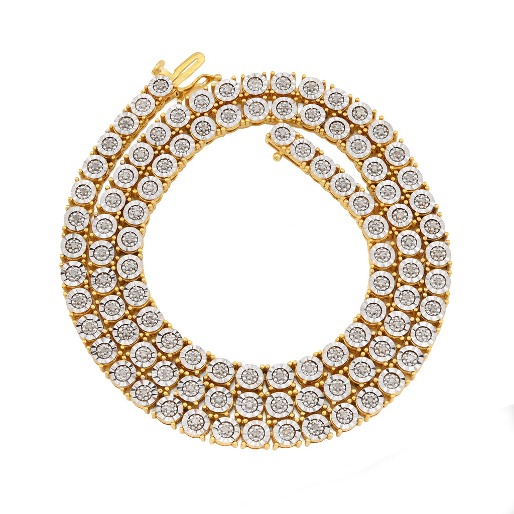 925 Yellow 2CTW Natural Diamond Tennis Chain 4.5MM Necklace 18" Men