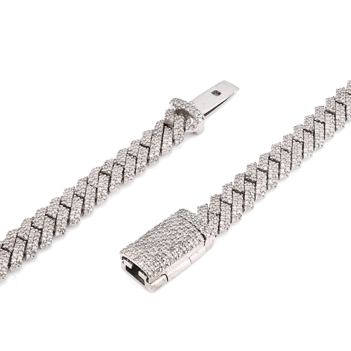 925 Snake Cuban Link 6MM Chain 7.5CT Natural Diamond 21" Men Women Necklace