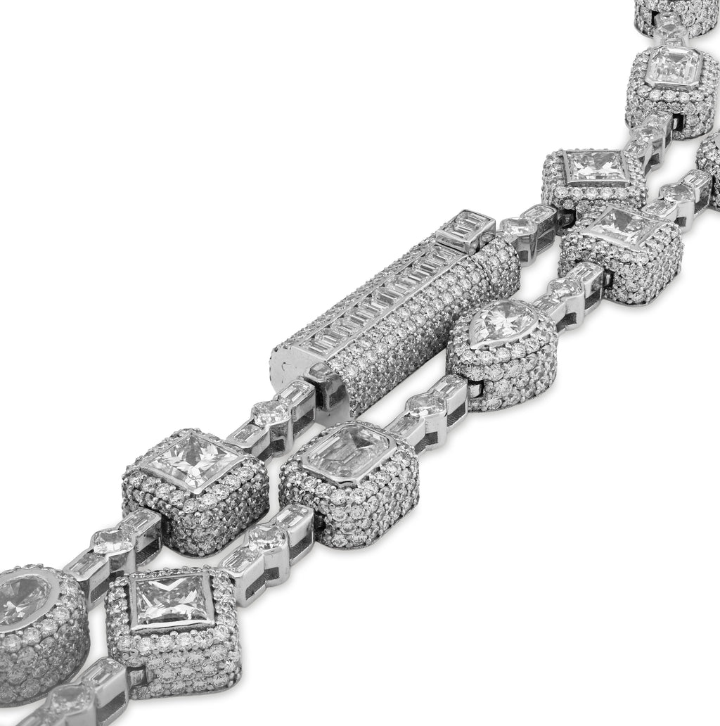 10K White Gold 58.02CT Lab Solitaire Diamond Chain Men Women