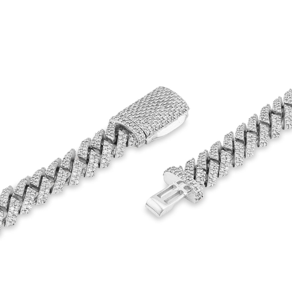 925 SS 9.7CT Natural Diamond Snake Cuban Link 8MM Chain Men Women 22" Necklace