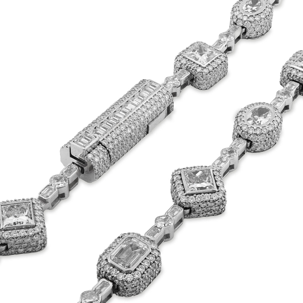 10K White Gold 58.02CT Lab Solitaire Diamond Chain Men Women