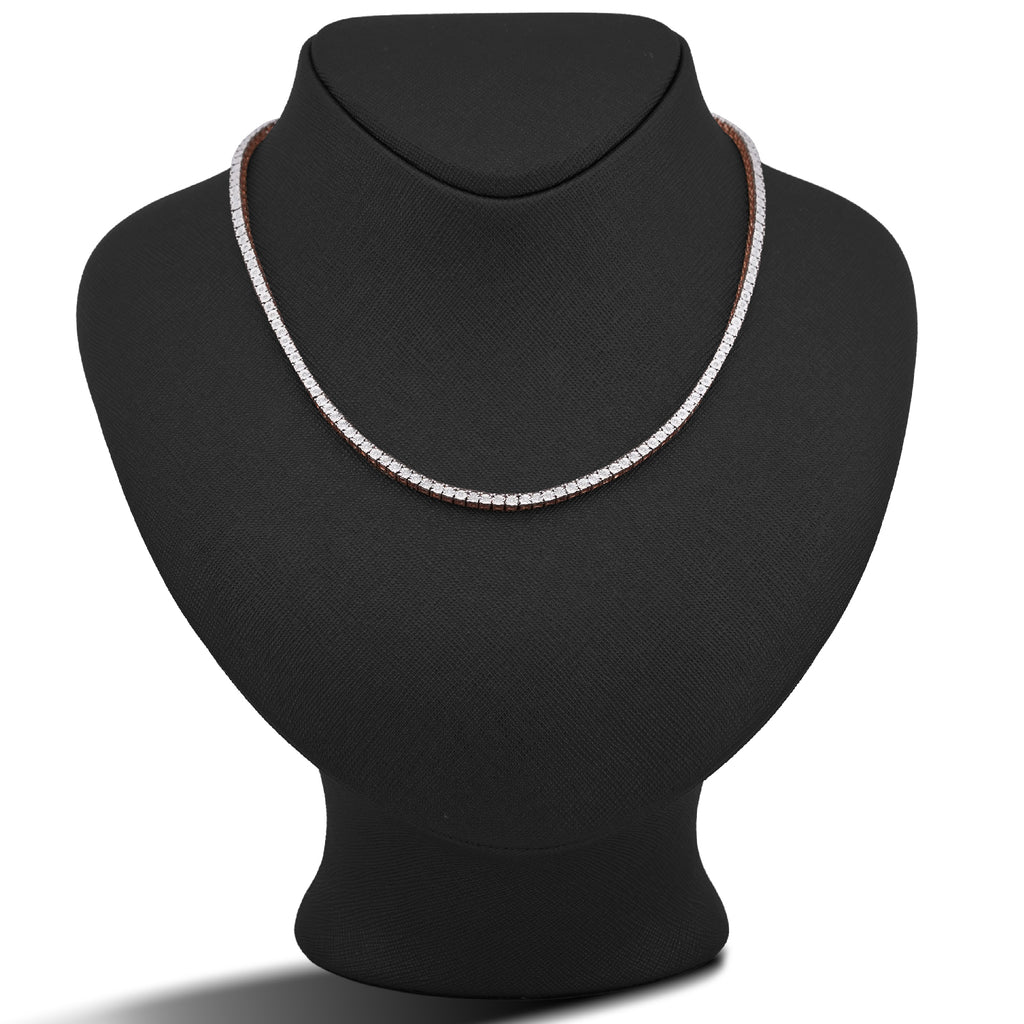 10K Rose Gold 0.78CT Natural Diamond 2.5MM Illusion Tennis Chain 18" Men Women Necklace