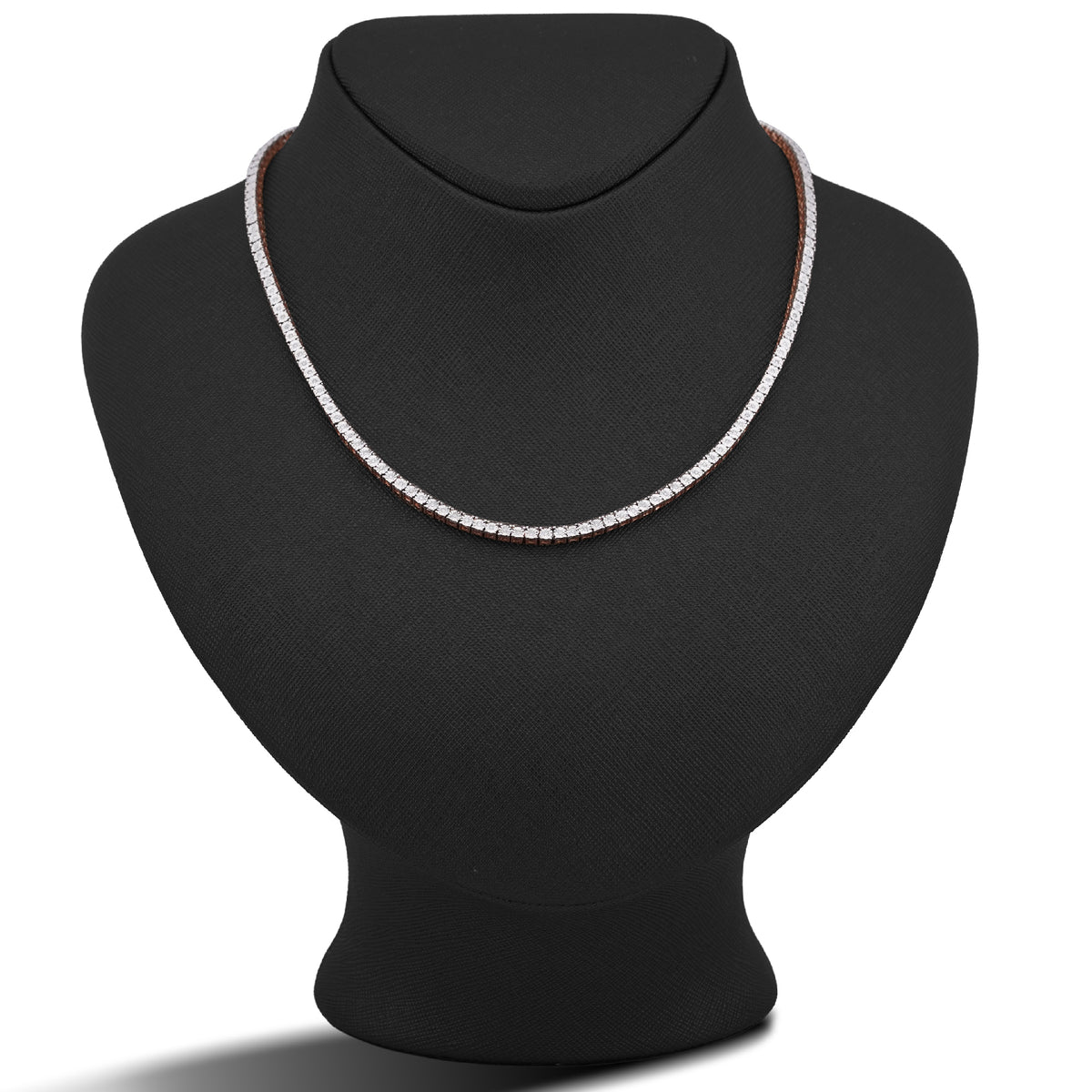 10K Rose Gold 0.78CT Natural Diamond 2.5MM Illusion Tennis Chain 18" Men Women Necklace
