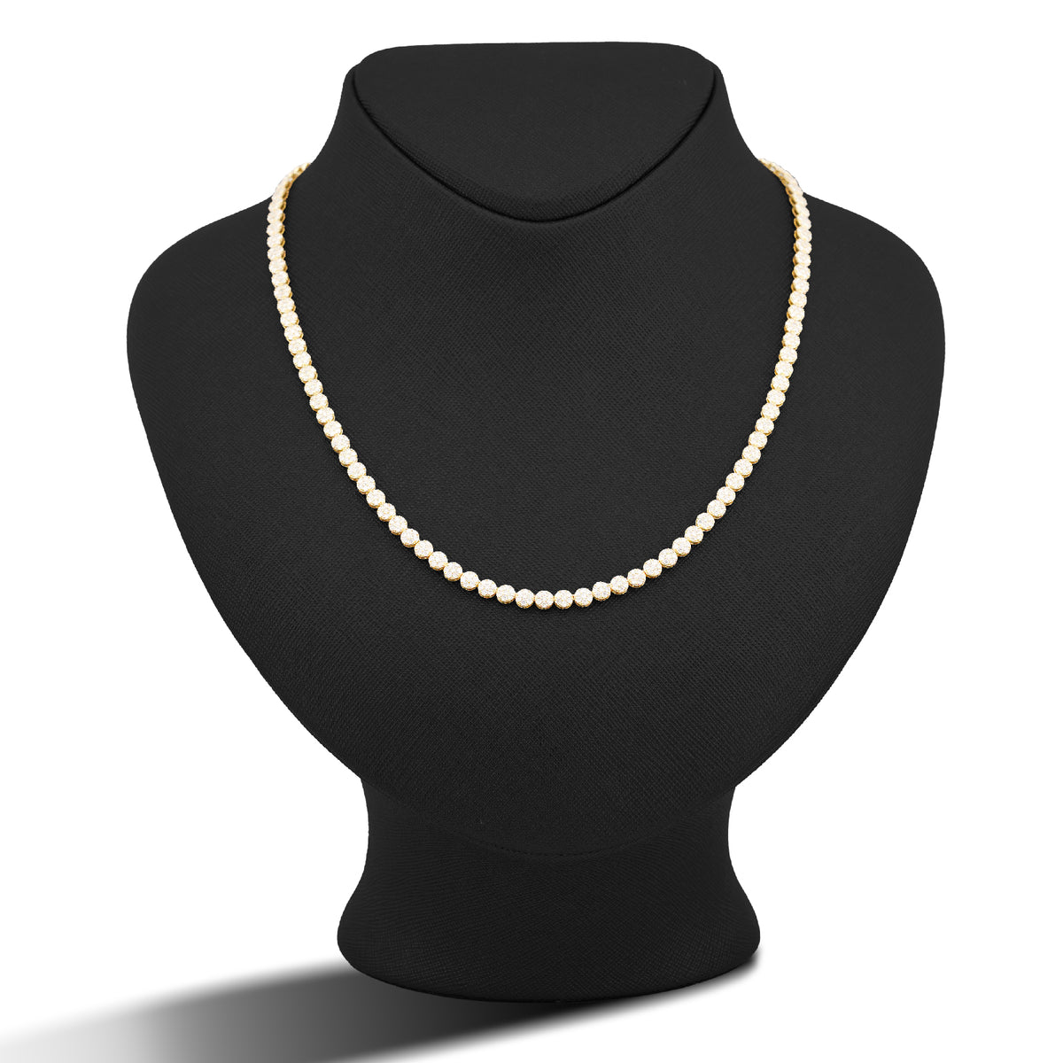 10K Yellow Gold 7CT Natural Diamond Flower Cluster Round 4MM 22" Men Women Necklace