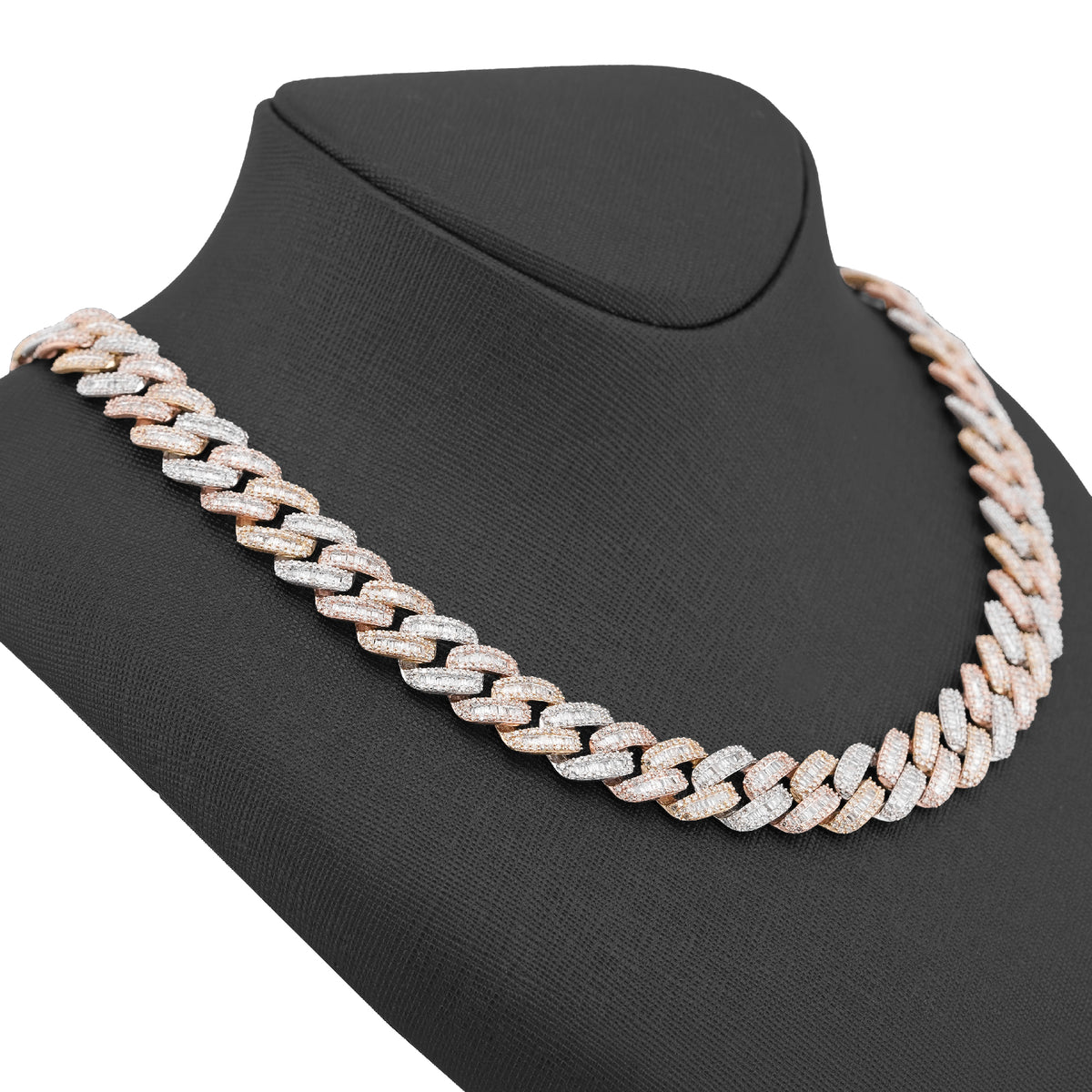 10K Rose Gold 8.60CT Natural Diamond Snake Cuban link Chain 10MM 22" Men Necklace