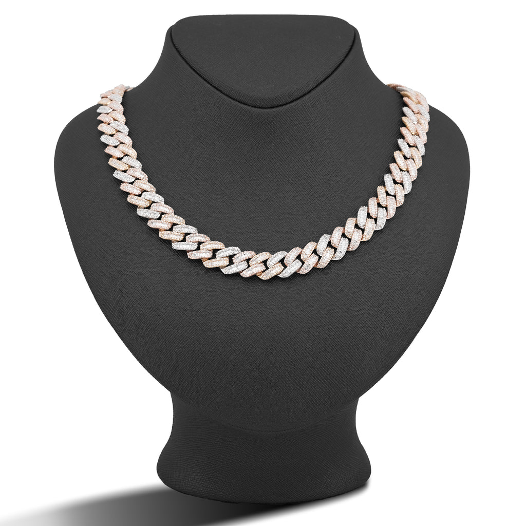 10K Rose Gold 8.60CT Natural Diamond Snake Cuban link Chain 10MM 22" Men Necklace