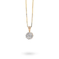 10K Yellow Gold 0.75 CT Natural Diamond Flower Cluster Pendant Box Chain Set