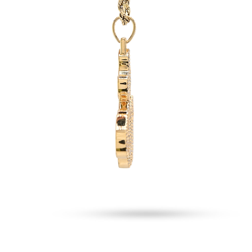 10K Yellow Gold 1.25 CT Natural Diamond Allah Religious Pendant Men Women Charm 1.75"