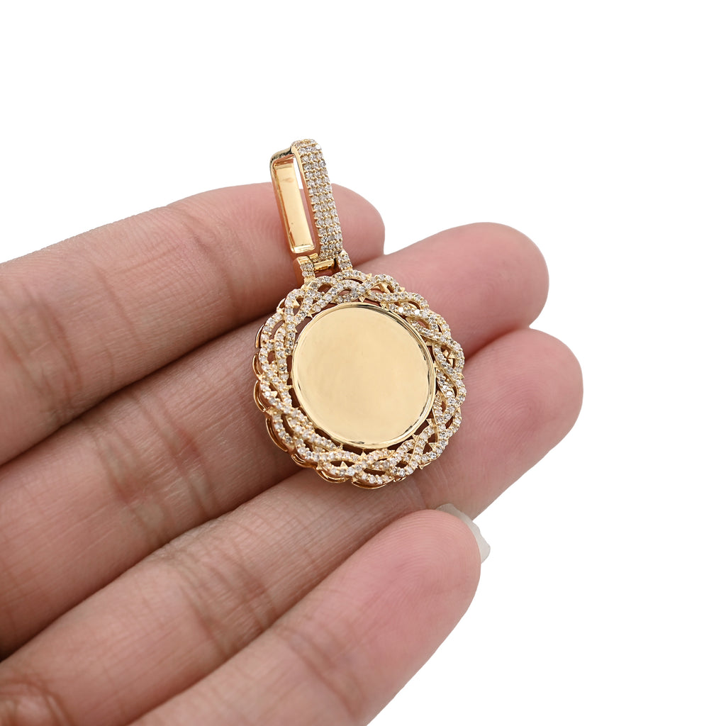 10K Yellow Gold 0.50 CT Natural Diamond Memory Pendant Picture Men Women Charm