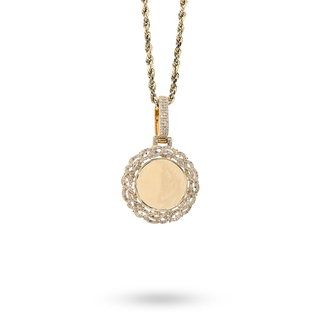 10K Yellow Gold 0.50 CT Natural Diamond Memory Pendant Picture Men Women Charm
