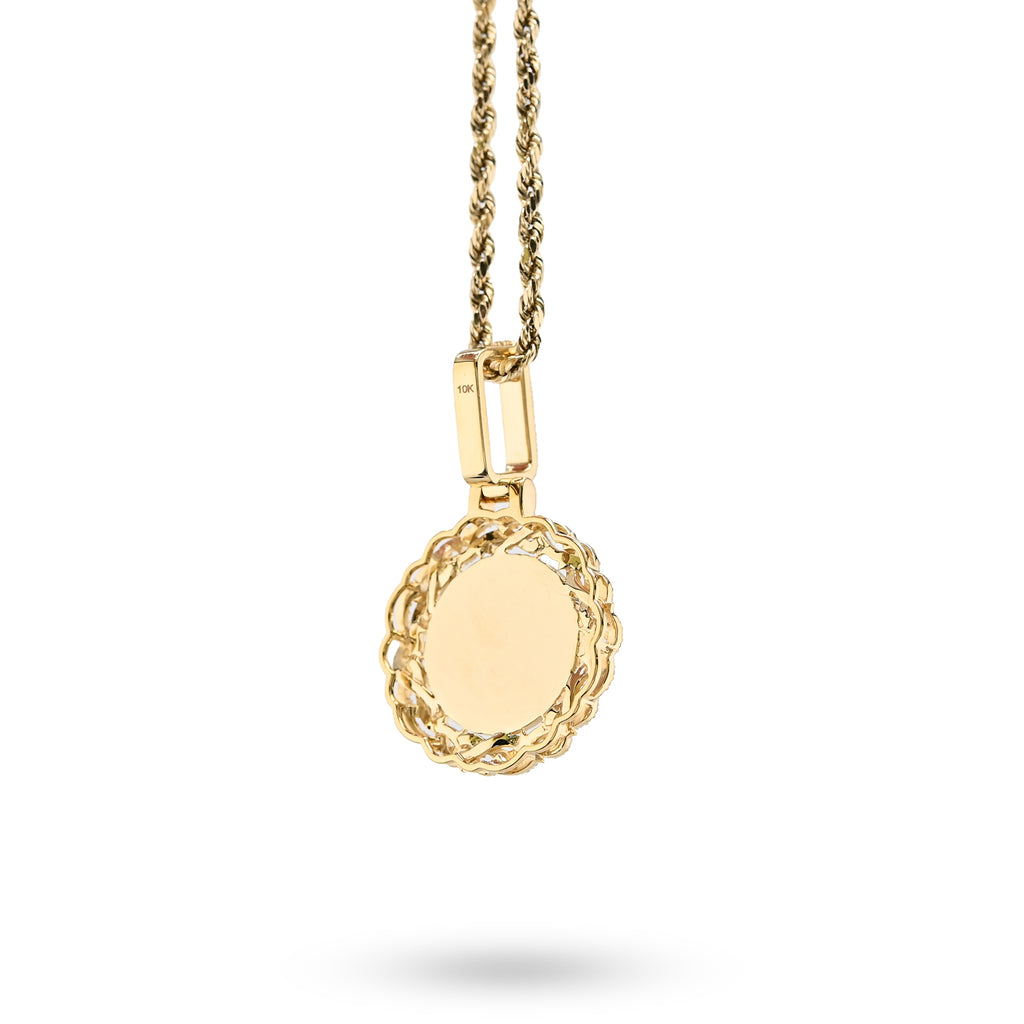 10K Yellow Gold 0.50 CT Natural Diamond Memory Pendant Picture Men Women Charm