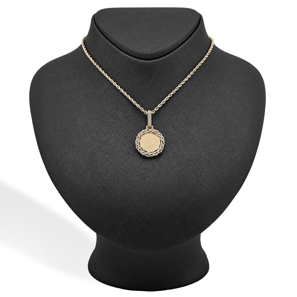 10K Yellow Gold 0.50 CT Natural Diamond Memory Pendant Picture Men Women Charm