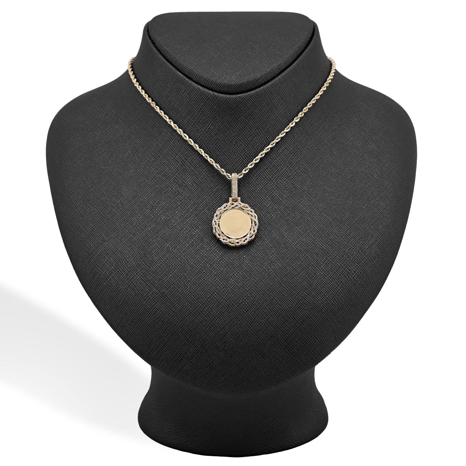 10K Yellow Gold 0.24 CT Natural Diamond Small Memory Picture Pendant Men Women Charm