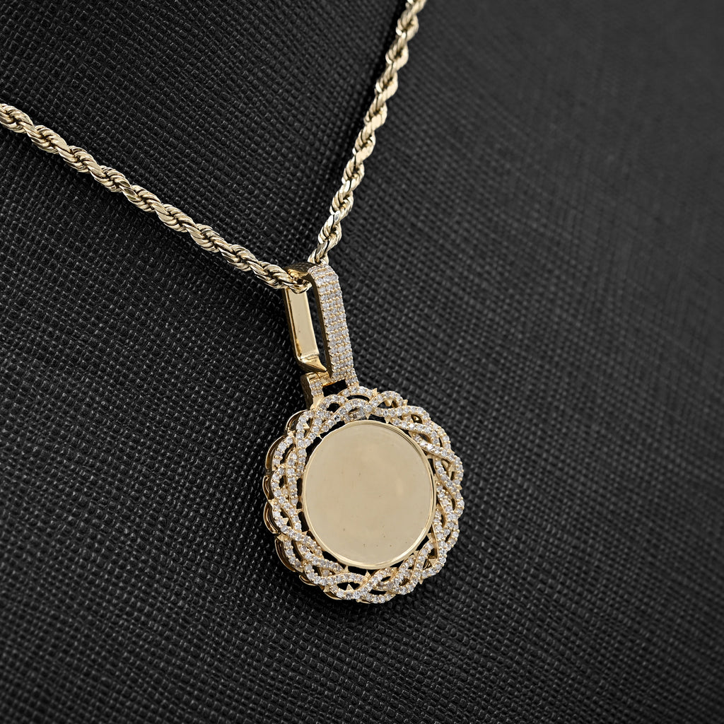 10K Yellow Gold 0.50 CT Natural Diamond Memory Pendant Picture Men Women Charm