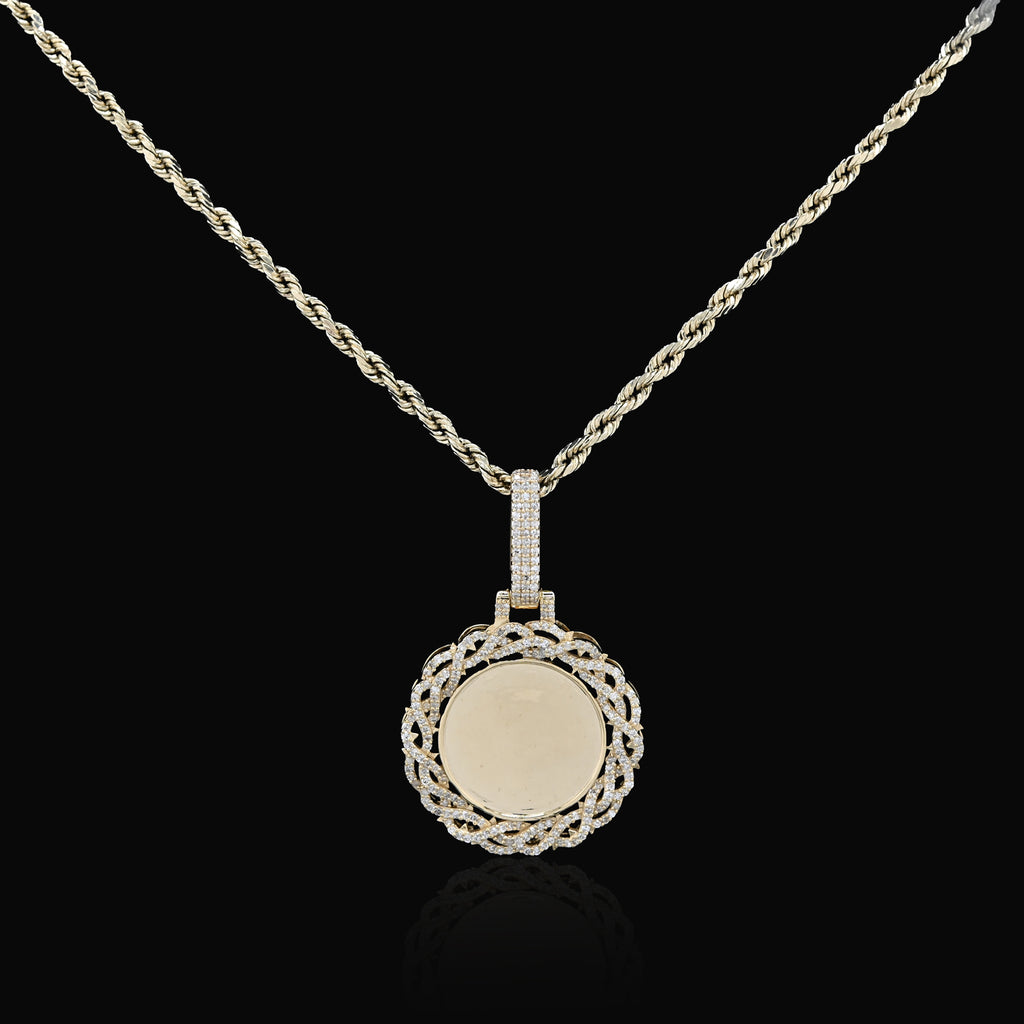10K Yellow Gold 0.50 CT Natural Diamond Memory Pendant Picture Men Women Charm