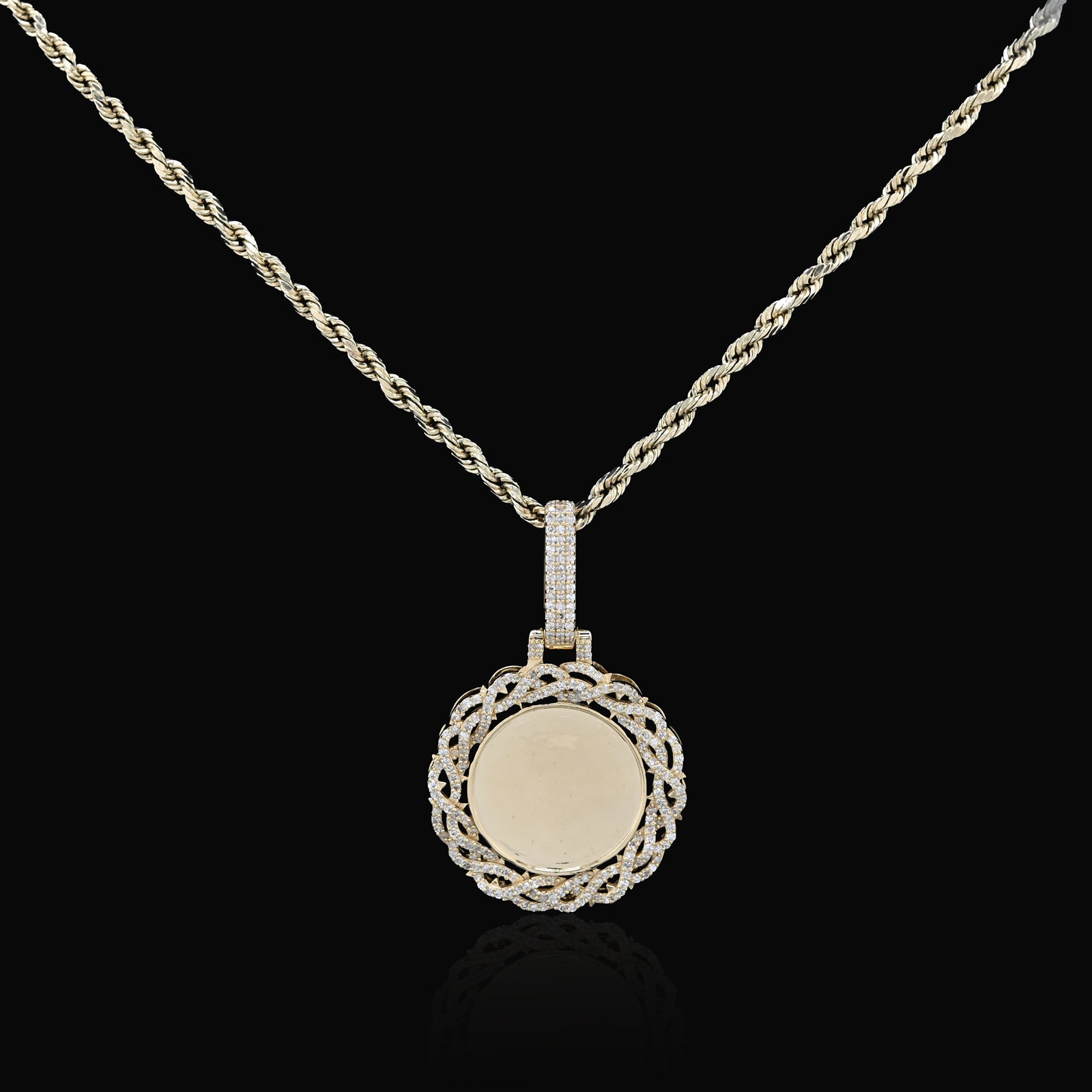 10K Yellow Gold 0.50 CT Natural Diamond Memory Pendant Picture Men Women Charm