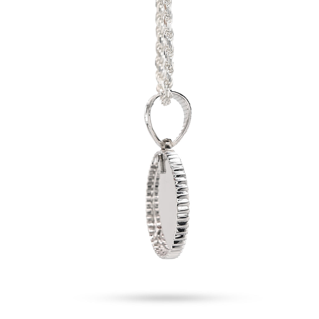 925 Sterling Silver 1.5 CT Natural Diamond Memory Charm Picture Pendant 8.5 g