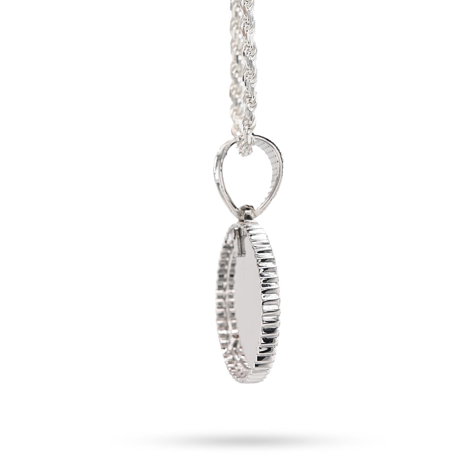 925 Sterling Silver 1.5 CT Natural Diamond Memory Charm Picture Pendant 8.5 g