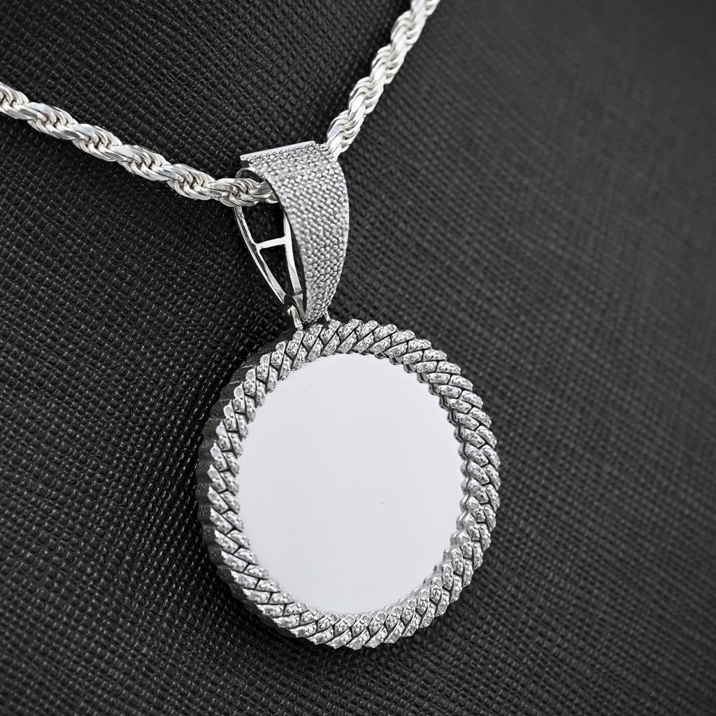 925 Sterling Silver 1.5 CT Natural Diamond Memory Charm Picture Pendant 8.5 g