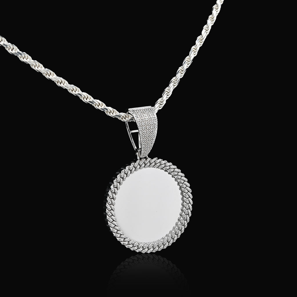 925 Sterling Silver 1.5 CT Natural Diamond Memory Charm Picture Pendant 8.5 g