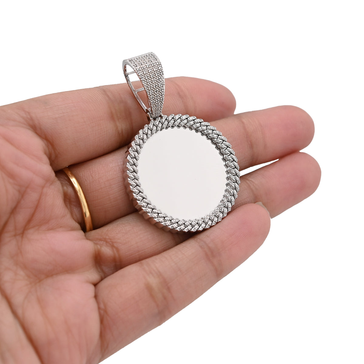 925 Sterling Silver 1.5 CT Natural Diamond Memory Charm Picture Pendant 8.5 g